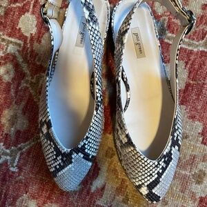Paul Green Snakeskin Leather Slingback Flat Sandal Shoes